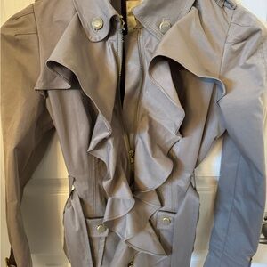 Anthropologie elevenses short Trench Coat with Ruffled Details